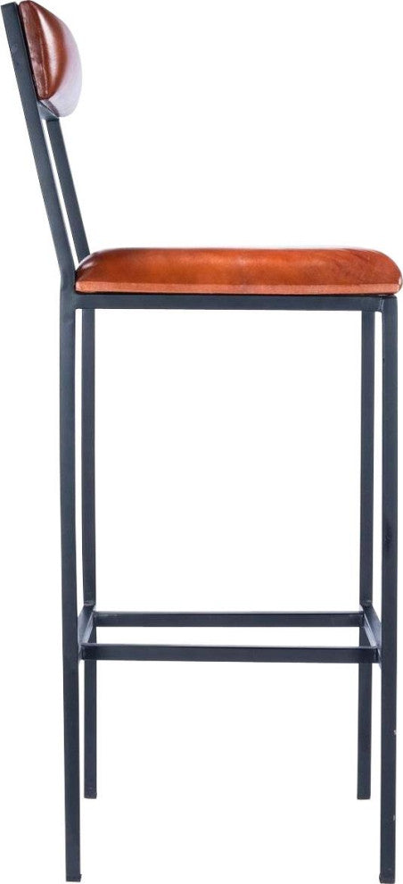 Bar Stool Industrial Chic Distressed Black Metal Polyurethane Foam
