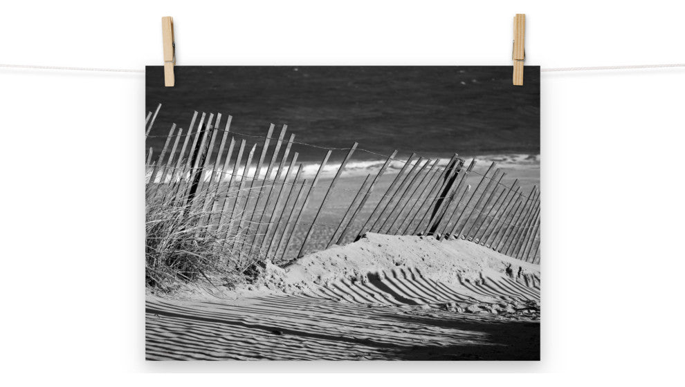 Sandy Beach Fence Landscape Photo, Beach Unframed Wall Art Print, 12" X 16"