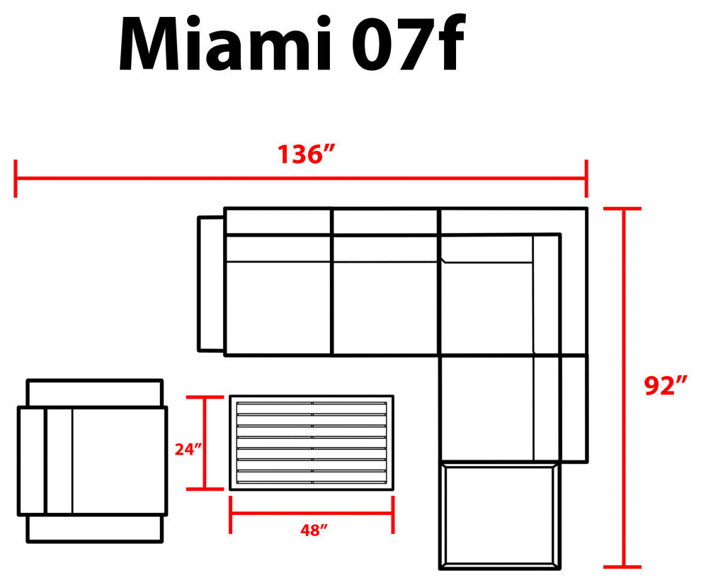 Miami 7 Piece Outdoor Wicker Patio Furniture Set 07f