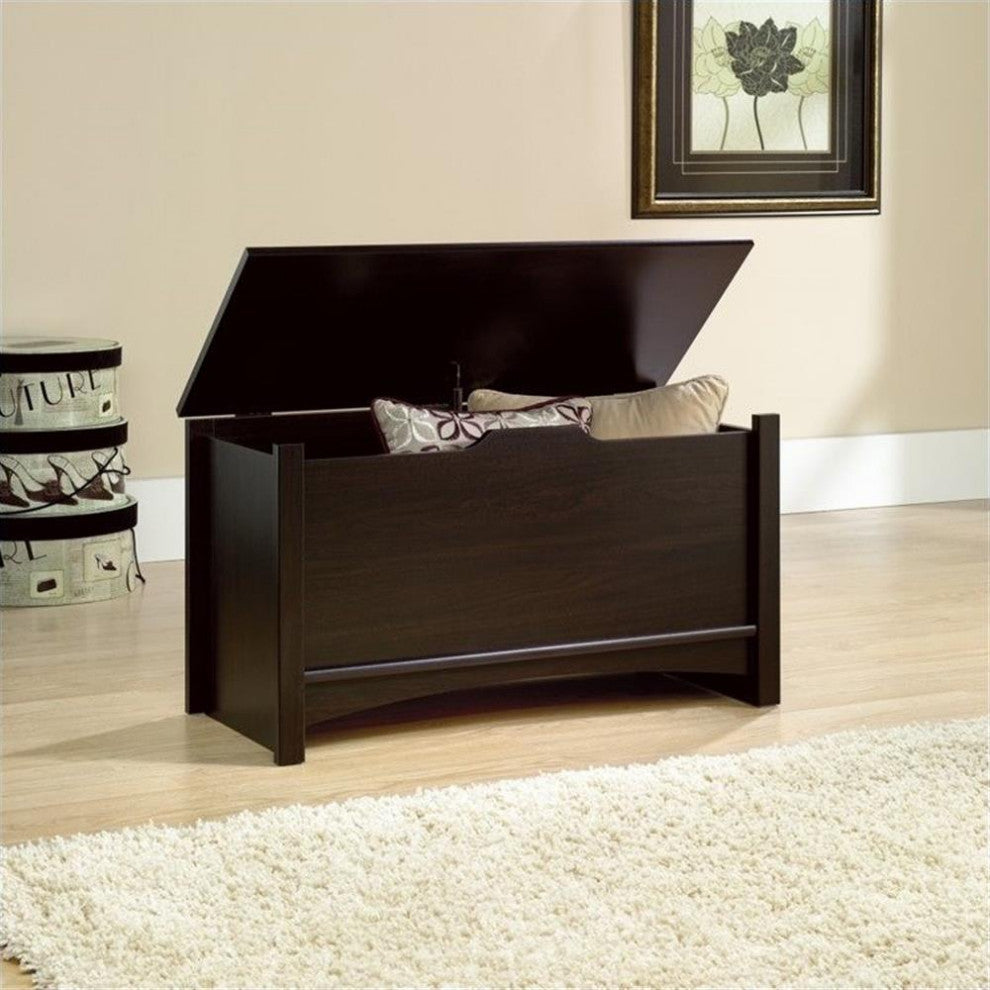 Sauder Shoal Creek Engineered Wood Storage Chest in Jamocha Wood/Dark Wood