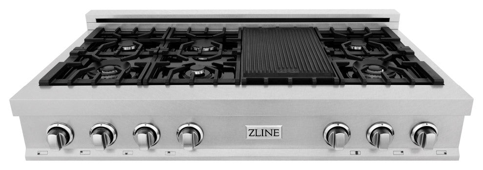ZLINE 48" Porcelain Gas Stovetop in Fingerprint Resistant Stainless Steel