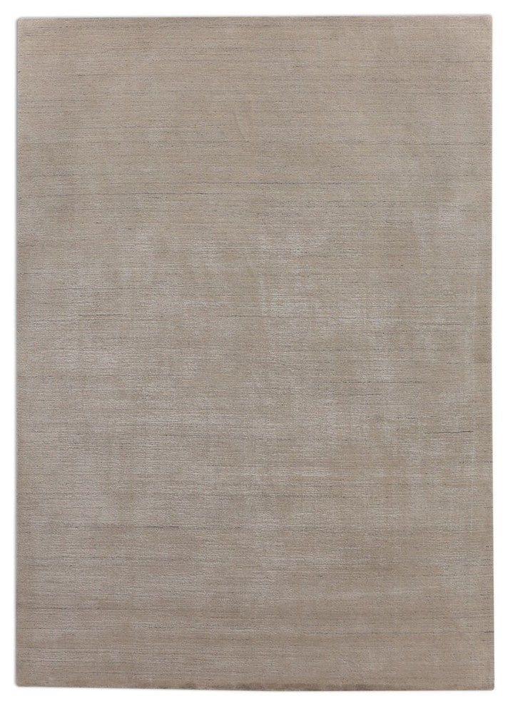 Palazzo handmade New Zealand Wool/Bamboo Silk Light Gray/Gray Area Rug, 8'x10'