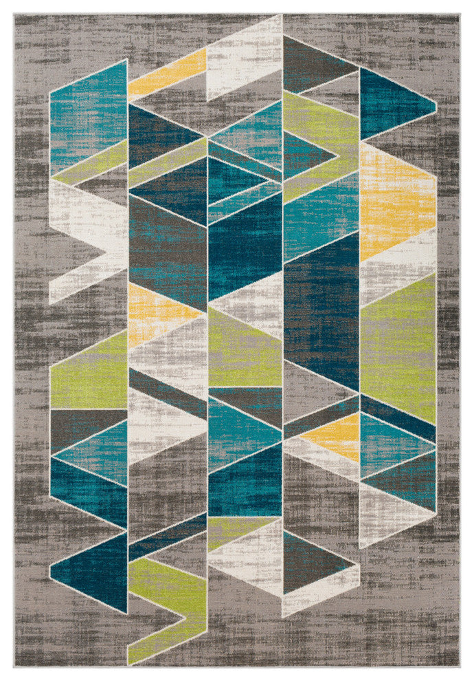 Rafetus Modern Teal, Lime Area Rug, 2'x3'
