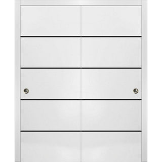 Bypass Doors 60 x 80 | Planum 0015 White Silk with  | Sturdy Rails