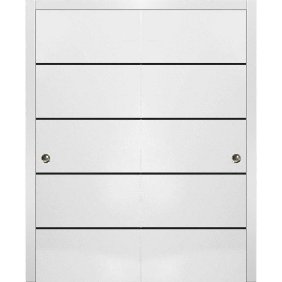 Bypass Doors 60 x 80 | Planum 0015 White Silk with  | Sturdy Rails