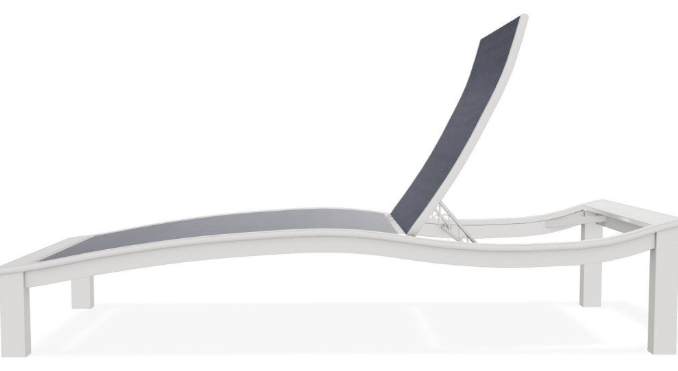 Bazza Sling 4-Position Contour Outdoor Chaise Lounge, Collect Indigo/Snow