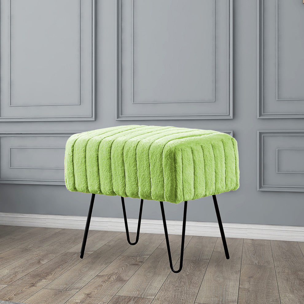 Serenta Super Mink Ottoman, Nile Green, 19''x13''x17''