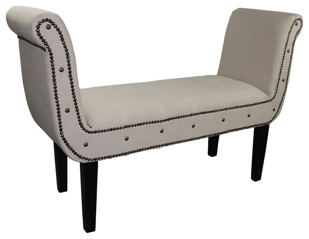 Ivory Suede U Shaped Arm Roll Bench