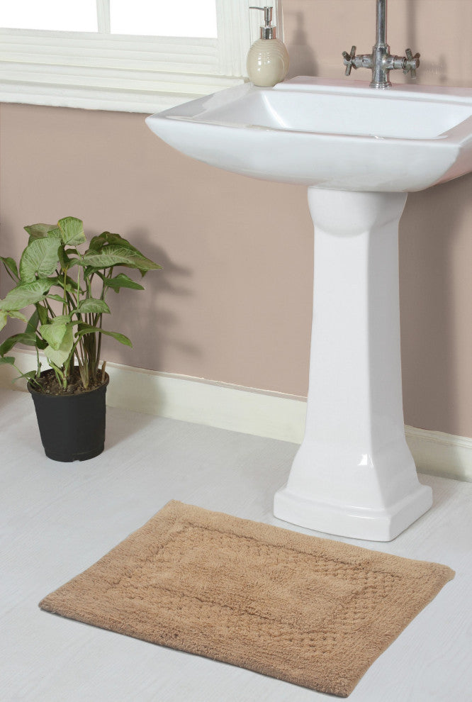 Classy Bath Rugs Set, 17"x24" Rectangle, Linen