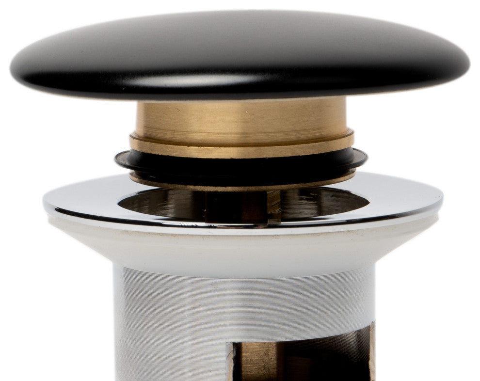 Ab8056-Bm Black Matte Ceramic Mushroom Top Pop Up Drain For Sinks With Overflow
