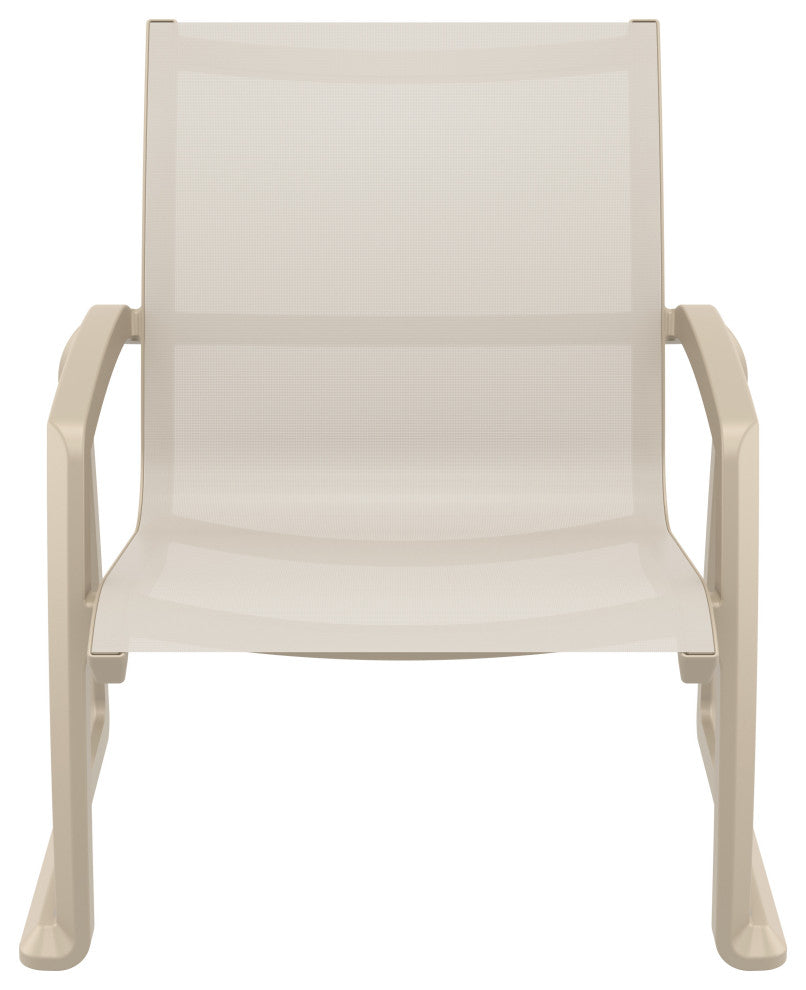 Pacific Club Arm Chair Frame Black Sling Set of 2, Taupe
