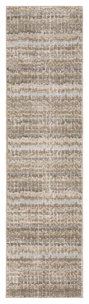 Aegina Gridwork Plaid Ivory/ Grey Area Rug Runner 2'3" x 8'