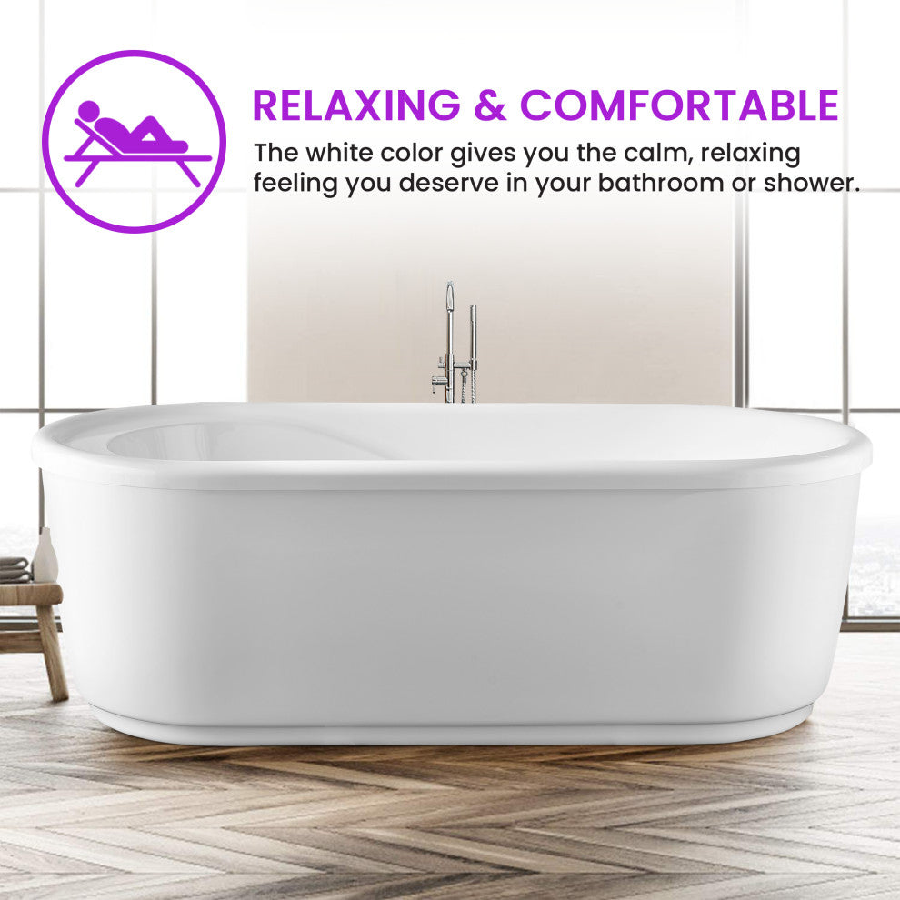 Vanity Art 59" Freestanding Acrylic Soaking Bathtub