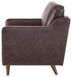 Armchair Accent Chair, Brown, Leather, French, Mid Century Hotel Lounge Cafe