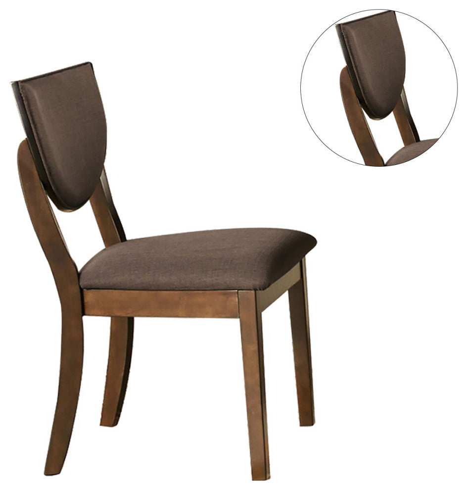 Set of 2 Wooden Dining Chair, Walnut And Dark Chocolate