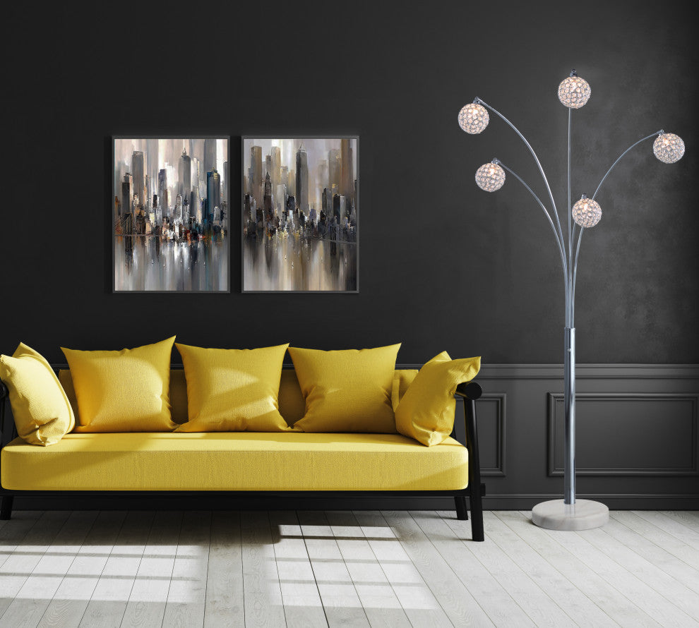 Manhattan Handcrafted Crystal Arched Floor Lamp