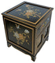 Black Lacquer Oriental Commode Hand Painted Floral