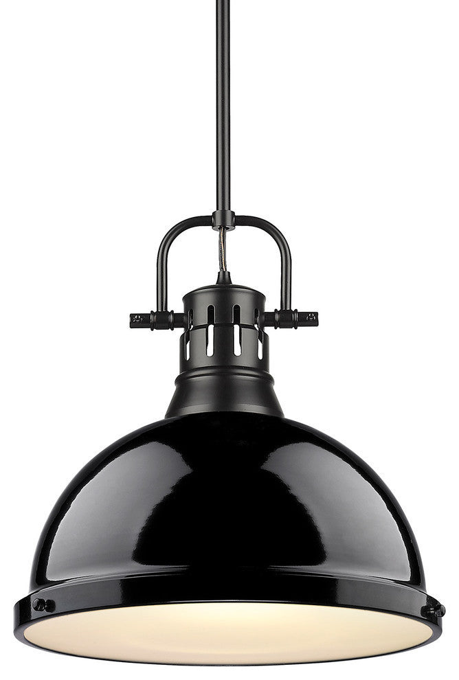 Golden Lighting 3604-L-BLK Duncan 1 Light 14"W Pendant - Black / Black