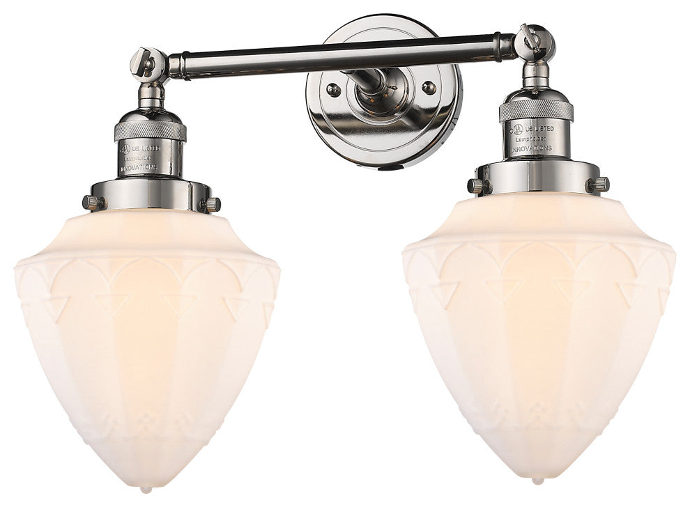 Innovations 208-PN-G661-7 2 Light Bath Vanity Light, Polished Nickel