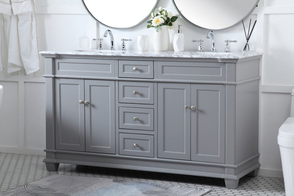 Home Living 60" Double Bathroom Vanity Set, Gray