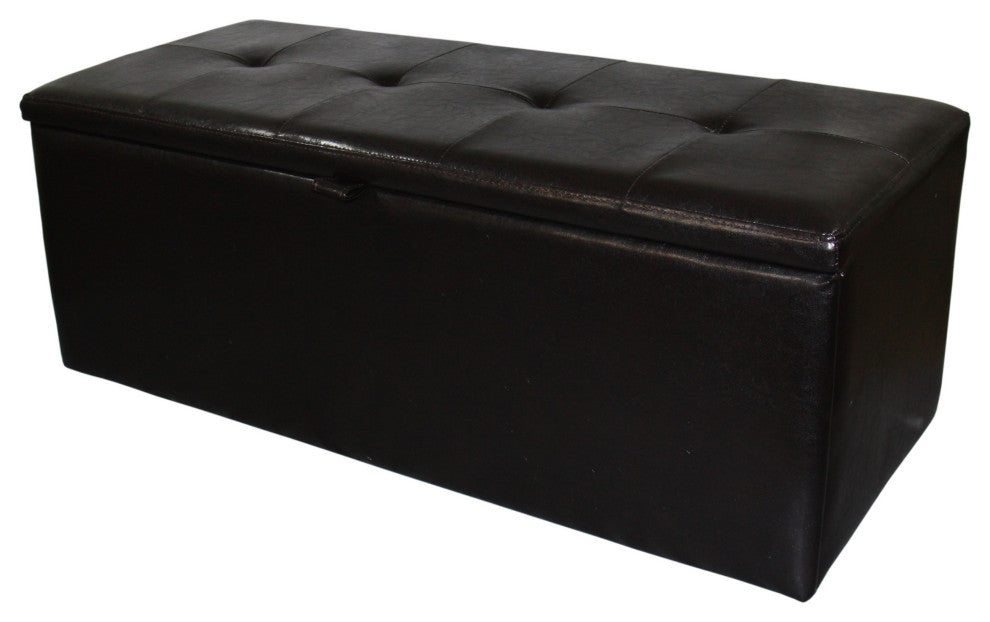 Brown Faux Leather Storage Bench