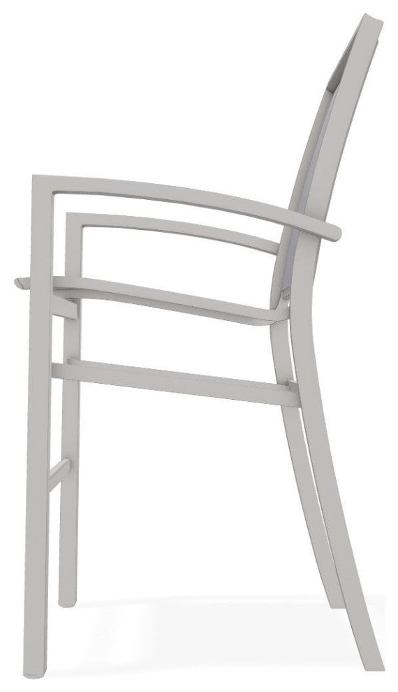 Kendall Sling Bar Height Stackable Outdoor Stool, Brooks/Warm Gray