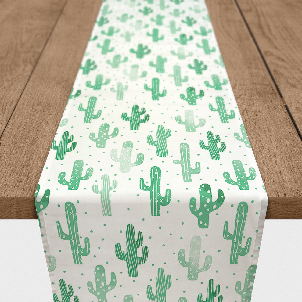 Happy Green Cacti 16x90 Table Runner