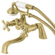 KS227SB Deck Mount Clawfoot Tub Faucet With Hand Shower, Brushed Brass