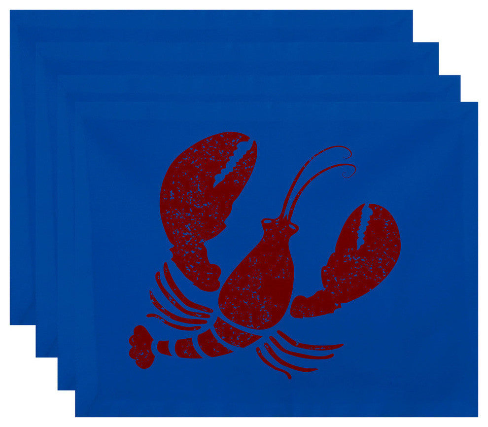 18"x14" Lobster, Animal Print Placemat, Blue, Set of 4