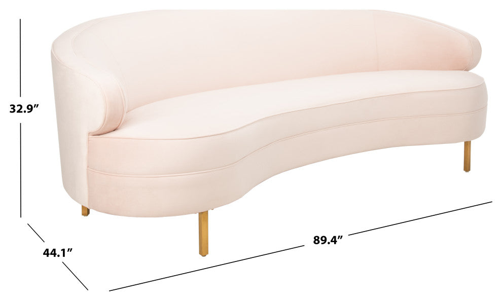 Safavieh Couture Primrose Curved Sofa, Light Pink