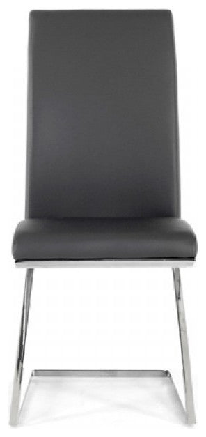 Set of 2 Modern White Faux Leather and Chrome Dining Chairs