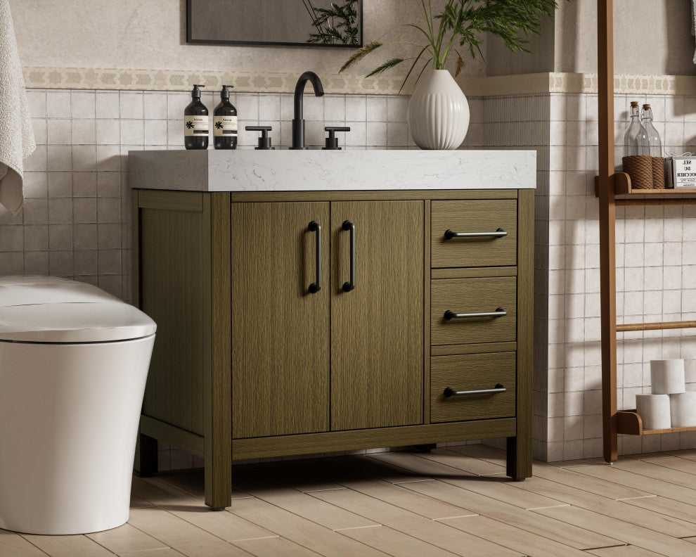 Home Living 36" Single Bathroom Vanity, Chestnut Brown