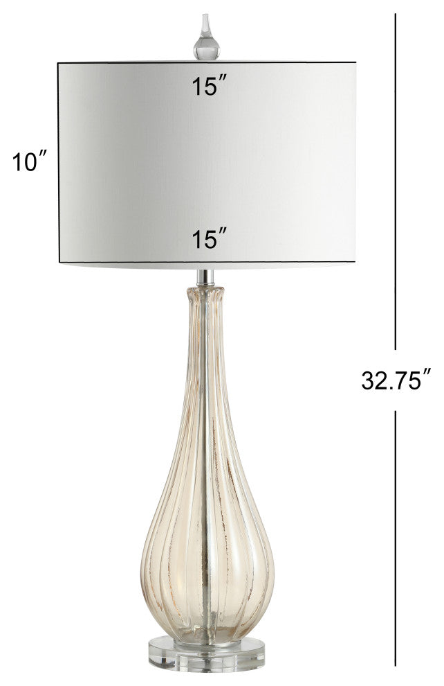 Dew Drop 32.75" Glass, Crystal LED Table Lamp, Champagne