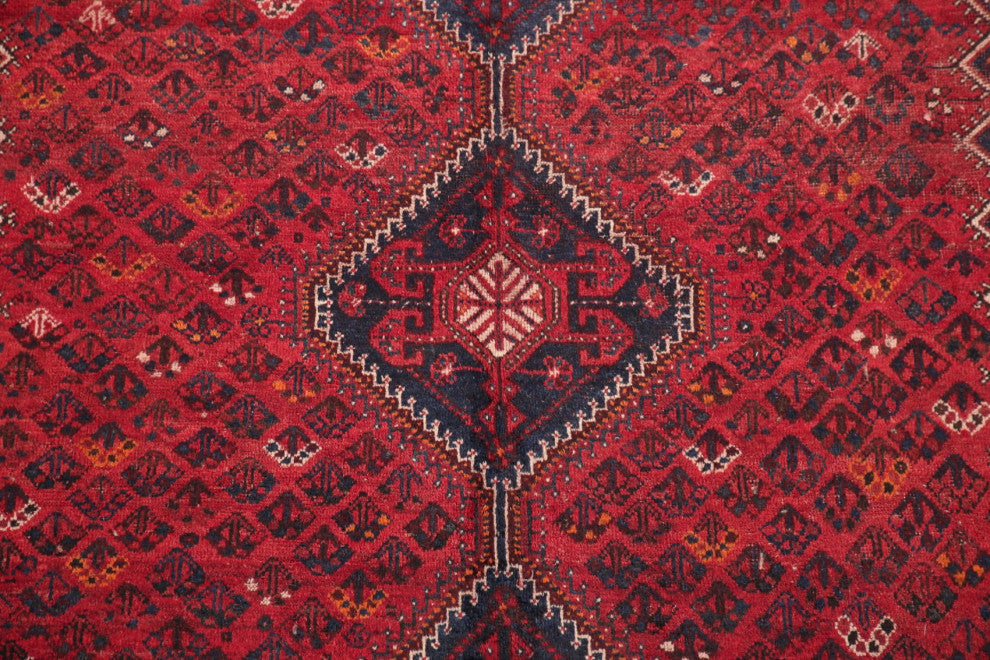 Consigned, Antique Oriental Traditional Hand Made Persian Area Rug, Red, 7x10