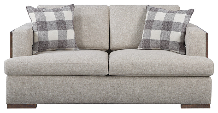 Acme Niamey Loveseat, With 2-Pillows, Fabric/Walnut