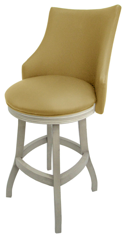 Swivel Wood Bar Stool 30", Bellissima, Tan, Antique White