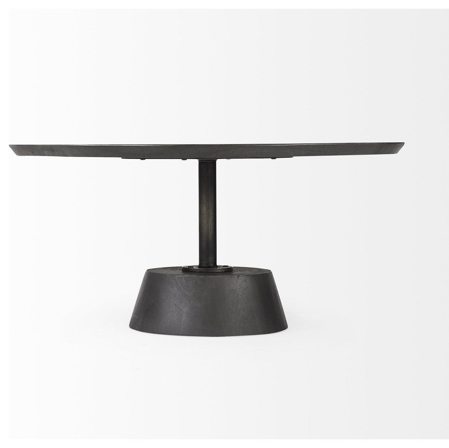 Black Wooden Pedestal Base Coffee Table