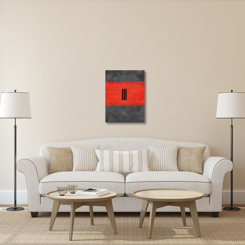 "Grey And Red Abstract 1" Fine Art Print
