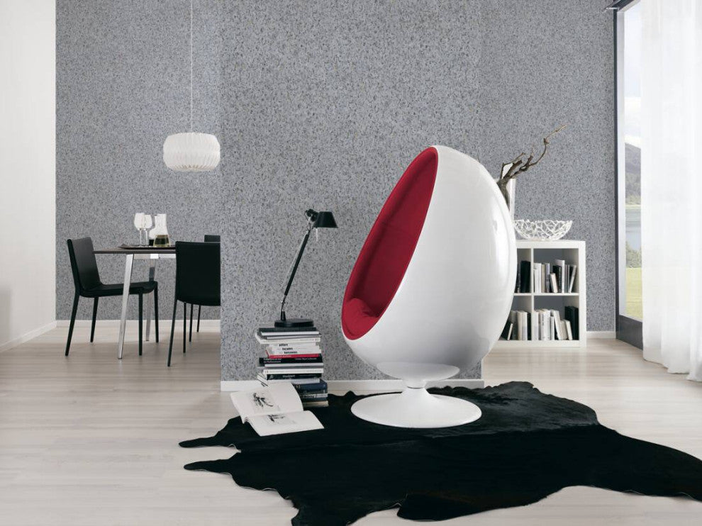 Plain Textured Wallpaper, Scattered Spots, Gray Silver, 1 Roll