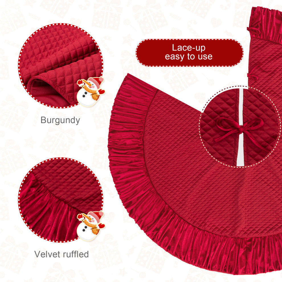 48''D Velvet Ruffled Christmas Tree Skirt