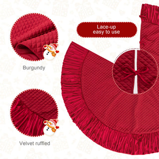48''D Velvet Ruffled Christmas Tree Skirt