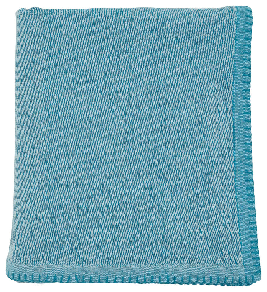 Whipstitch Throw Blanket, 50"x60", Aqua