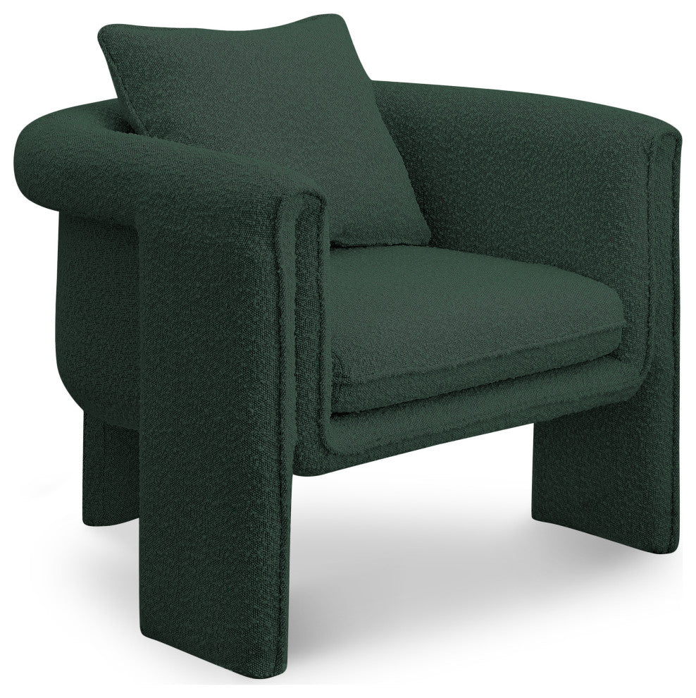 Stylus Boucle Fabric Upholstered Accent Chair, Green