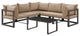 Brown Mocha Fortuna 6-Piece Outdoor Patio Sectional Sofa Set