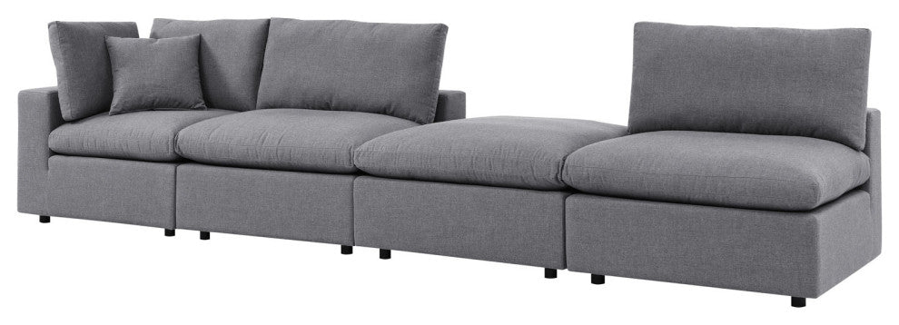 Modular Lounge Sectional Deep Sofa Set, Sunbrella, Gray, Modern, Outdoor