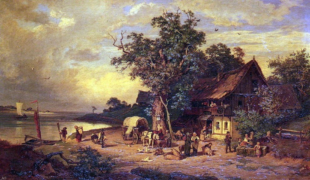 Rudolphe Heinrich Schuster The Inn at the Estuary Gallery Wrapped Canvas Print