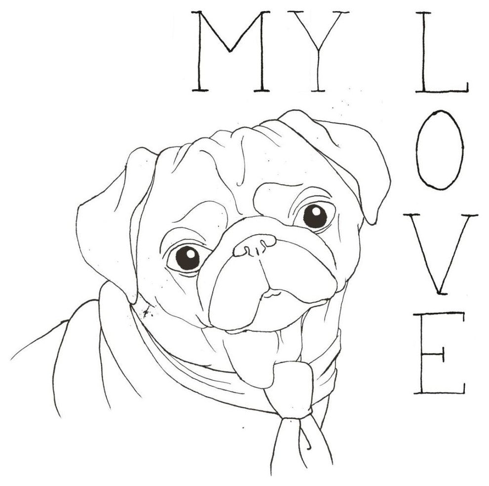 "Puppy Love Pug" Digital Paper Print by Elyse DeNeige, 26"x26"