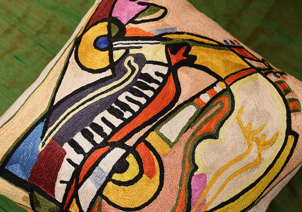Music is my Life by Alfred Gockel Accent Pillow Cover Handmade Art Silk 18x18"