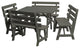 Pine 43" Square Table with Backed Benches, Olive Gray