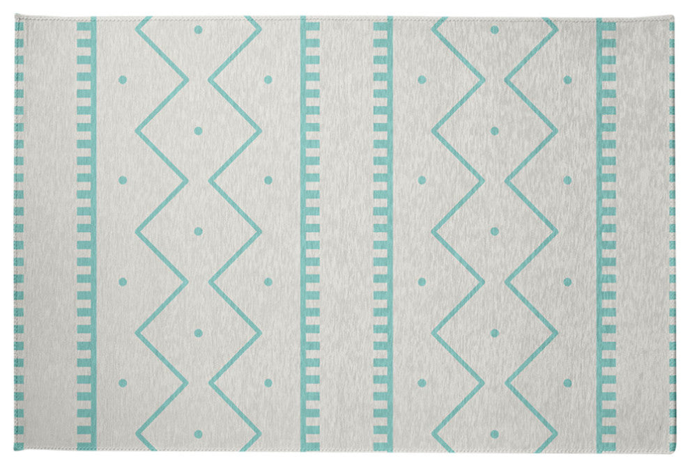 Mudcloth Spring Chenille Rug, Light Blue, 2'x3'